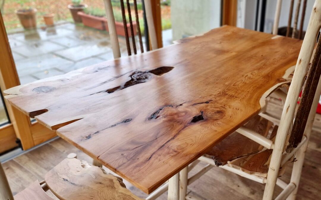 Handmade Greenwood Maple and Yew Dining Table